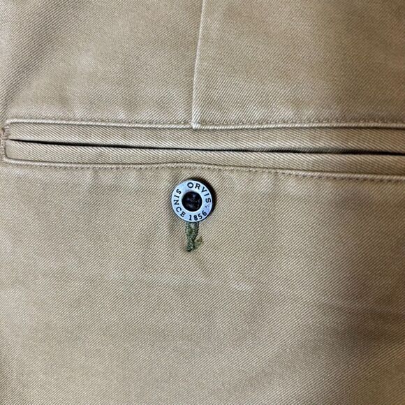 Orvis Deep Tan Ultimate Khaki Plain Front Pants Size 35 X 30 - Picture 7 of 12